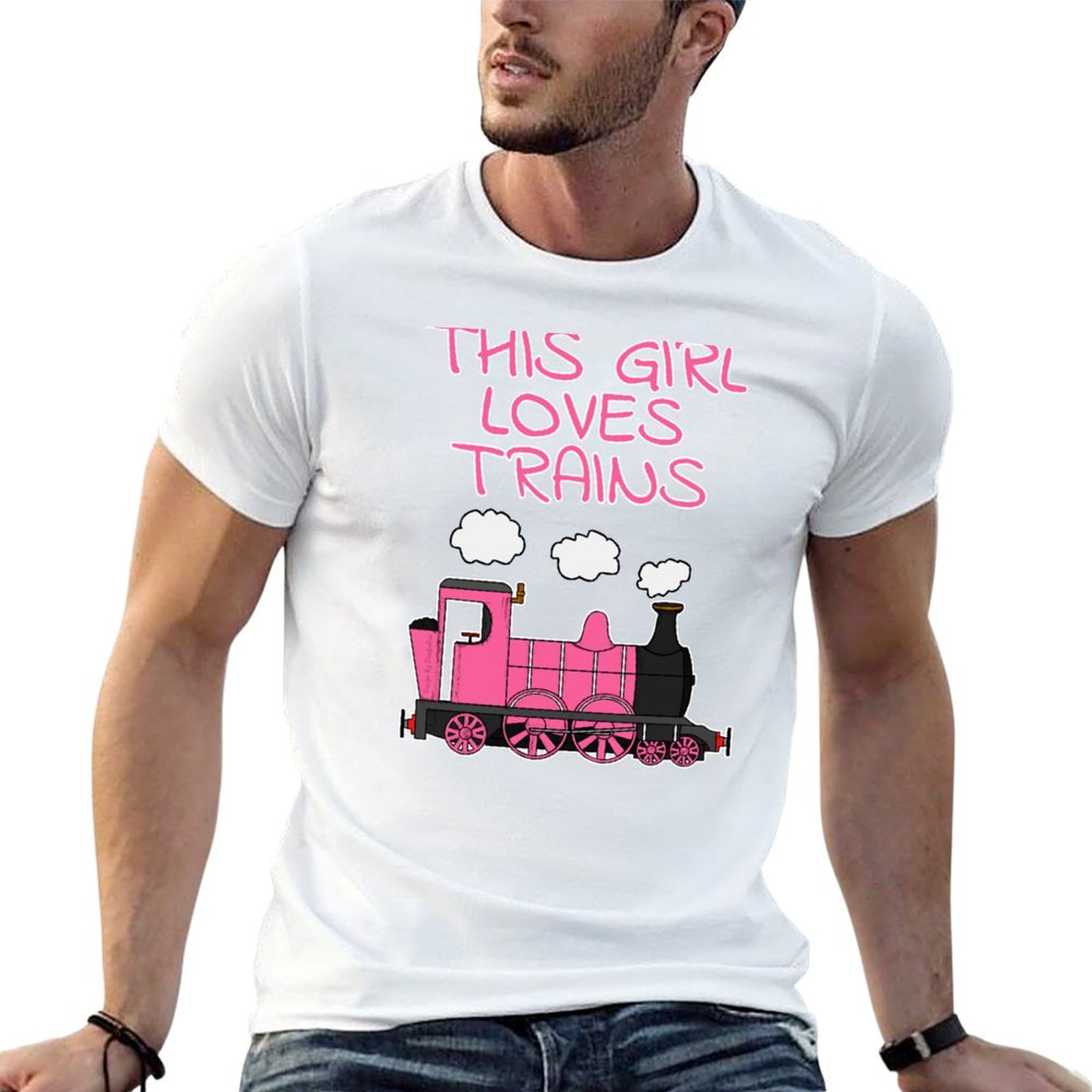 Men'S Fashion Pink Shirt - This Girl Loves Trains, Pink Steam