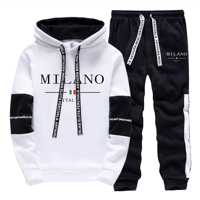 Mens Fashion Suits - Men's Set/Hoodie/Pants Italy Trendy Hoodie Sportswear