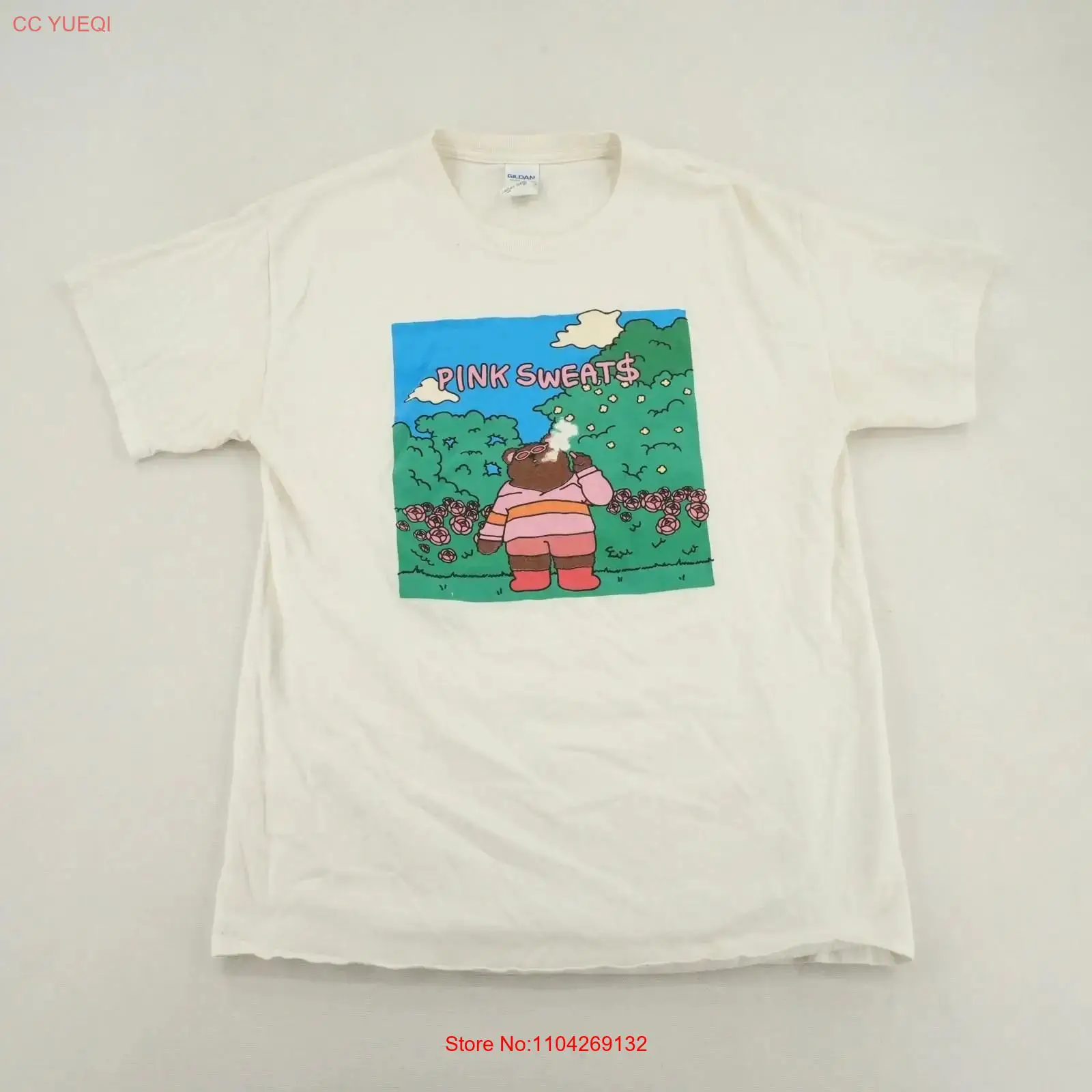 Men'S Fashion Pink Shirt - Pink Sweat Bear T Shirt White