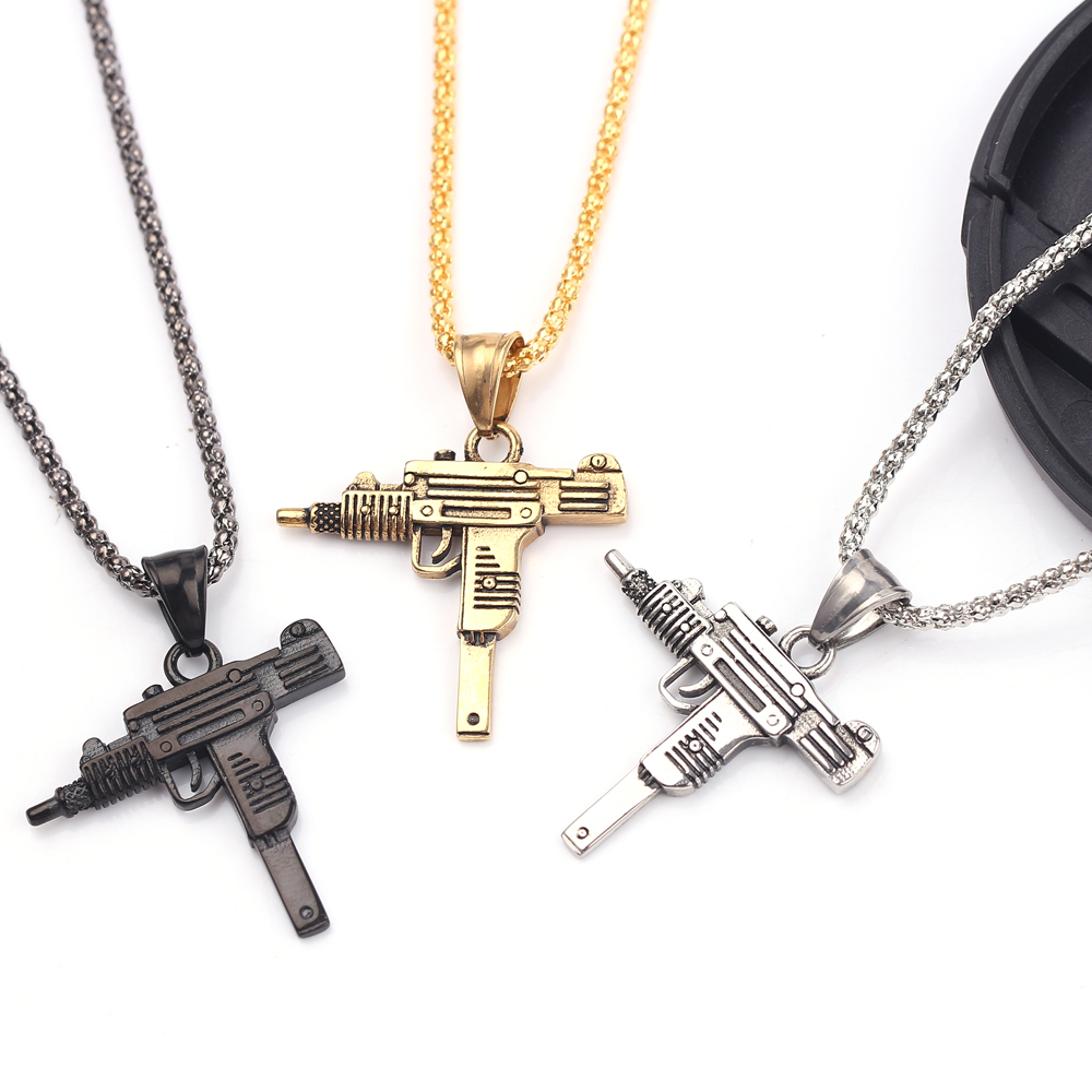 Punk Uzi Pistol Machine Gun Ne - Men'S Fashion Necklaces review and price