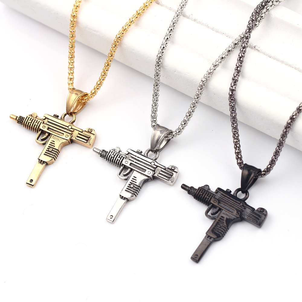 Punk Uzi Pistol Machine Gun Ne - Men'S Fashion Necklaces review and price