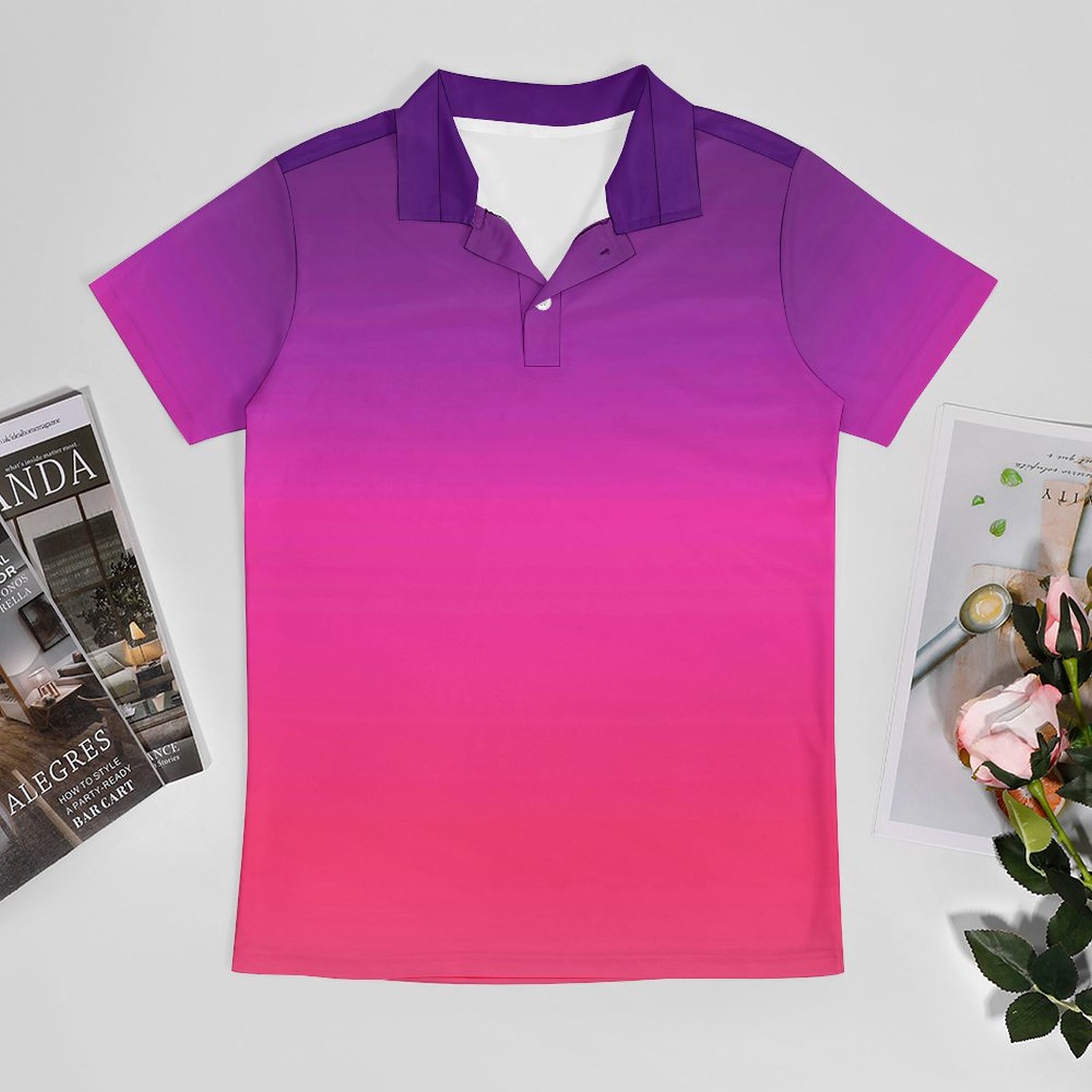 Ombre Abstract Polo Shirt Neon - Men'S Fashion Pink Shirt review and price