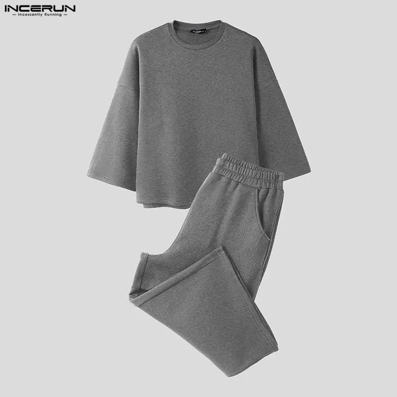 INCERUN Men Sets Solid Color B - Mens Fashion Suits review and price