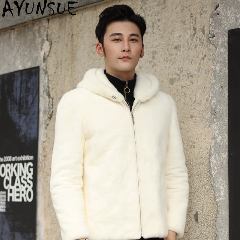 AYUSNUE Natural Mink Coat Men  - Men'S Fashion Zipper Hoodie review and price