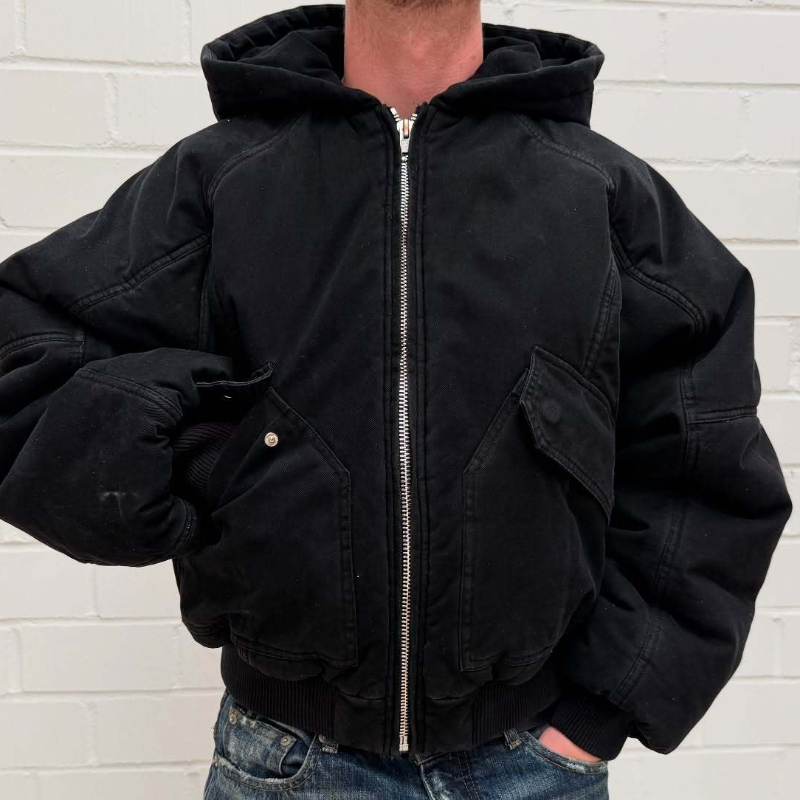 Men Oversized Washed Canvas Ho - Mens Fashion Bomber Jacket review and price