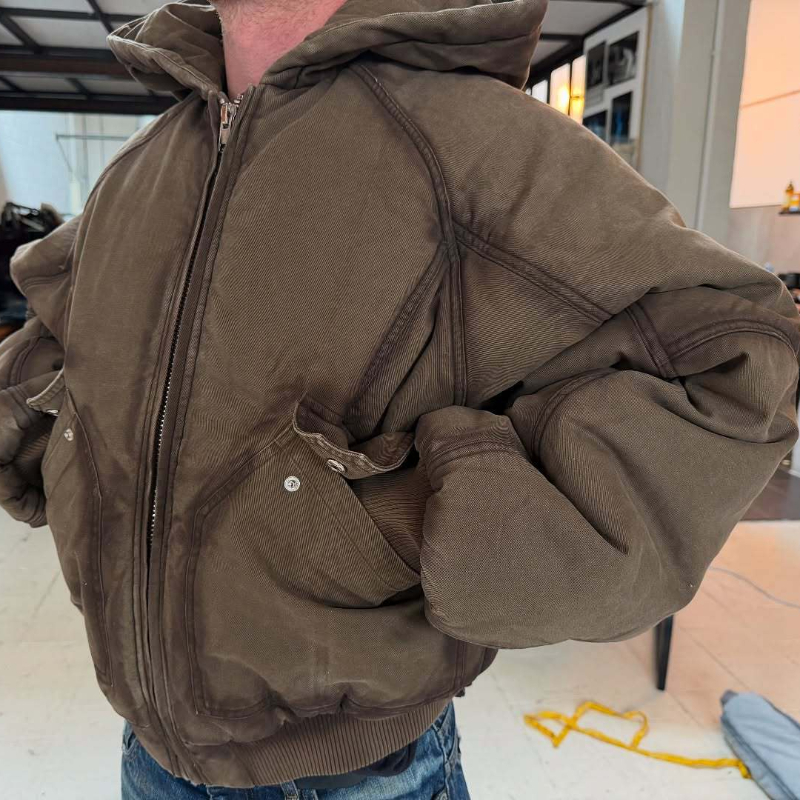 Men Oversized Washed Canvas Ho - Mens Fashion Bomber Jacket review and price