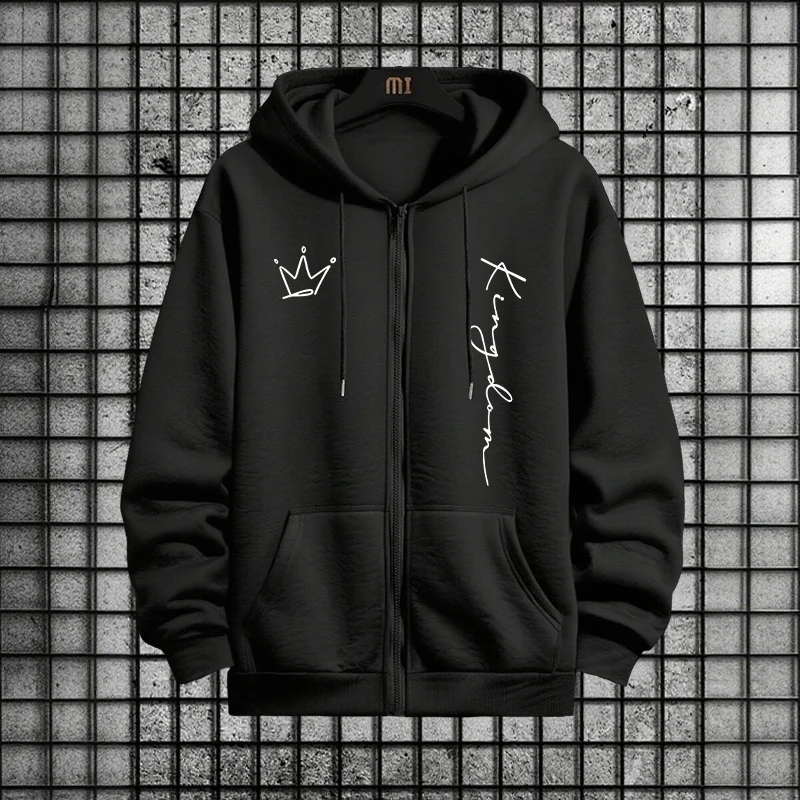 King Letter Print Hoodie and S - Men'S Fashion Zipper Hoodie review and price