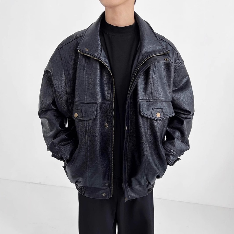 American Vintage Faux Leather  - Mens Fashion Bomber Jacket review and price
